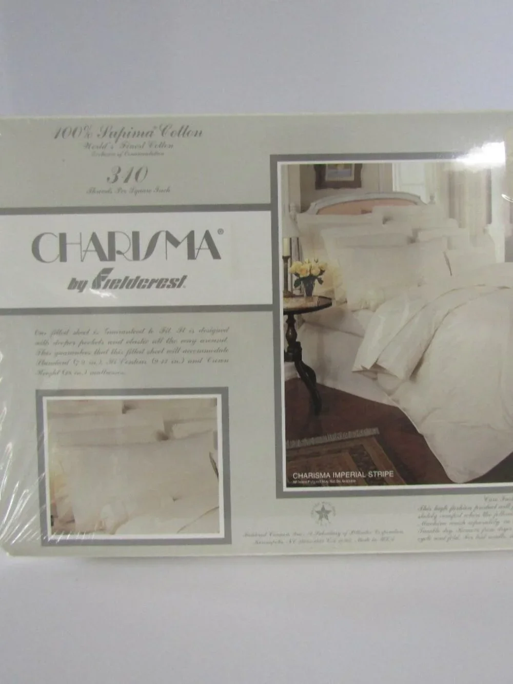 Fieldcrest Charisma Imperial Stripe Full Sheet Set 310TC Supima Cotton NIP VTG